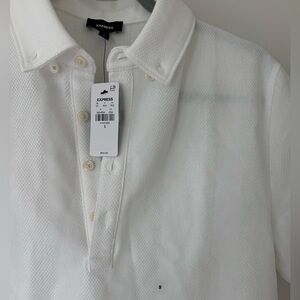 Express Men’s Striped Jacquard Cotton-Blend Polo (NWT)